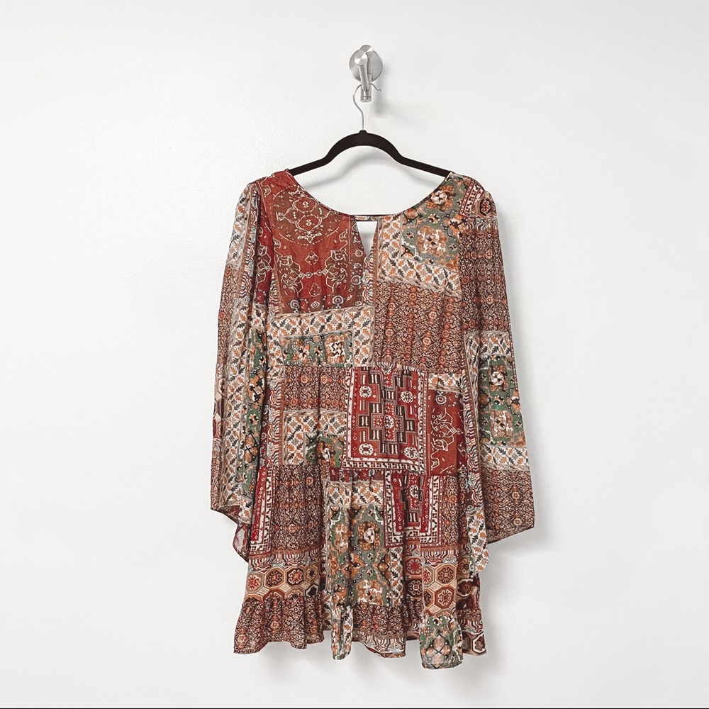 Altar’d State Boho Bell Sleeve Spring Casual Mini Dress MEDIUM